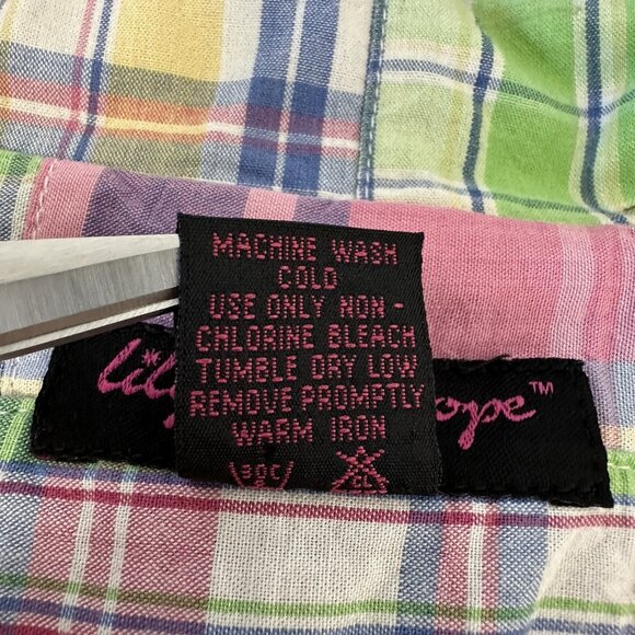 Lily Stanhope Madras Plaid Blazer Size 2X Cotton Pockets Preppy - Picture 10 of 10